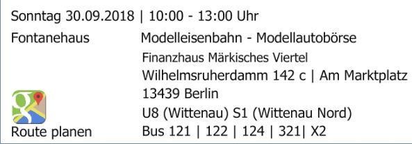 Modelleisenbahn-Modellautobörse|Fontanehaus|10.12.2017